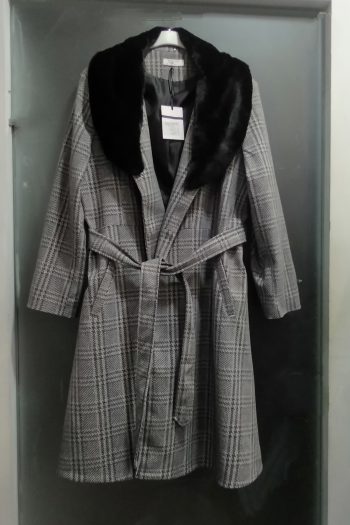 Παλτό Καρό με Γούνα Γιακά SHINE2gether